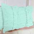 thumbnail image 1 of 2 Piece Ruched Ruffle Pattern Solid Aqua Blue Pillow Shams, (Oversize King 20X40 Pillow Cover), 100% Egyptian Cotton, 800 Thread Count, Oversize King Size, 1 of 3