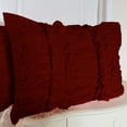 thumbnail image 1 of 2 Piece Ruched Ruffle Pattern Solid Burgundy Pillow Shams, (King 20X36 Pillow Cover), 100% Egyptian Cotton, 800 Thread Count, King Size, 1 of 3