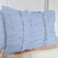 thumbnail image 1 of 2 Piece Ruched Ruffle Pattern Solid Light Blue European Pillow Shams, (European 20x20 Pillow Cover), 100% Egyptian Cotton, 800 Thread Count, European Size, 1 of 3