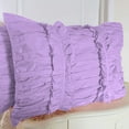 thumbnail image 1 of 2 Piece Ruched Ruffle Pattern Solid Lilac European Pillow Shams, (European 26x26 Pillow Cover), 100% Egyptian Cotton, 800 Thread Count, European Size, 1 of 3