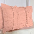 thumbnail image 1 of 2 Piece Ruched Ruffle Pattern Solid Peach European Pillow Shams, (European 18X18 Pillow Cover), 100% Egyptian Cotton, 800 Thread Count, European Size, 1 of 3