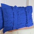 thumbnail image 1 of 2 Piece Ruched Ruffle Pattern Solid Royal Blue Pillow Shams, (King 20X36 Pillow Cover), 100% Egyptian Cotton, 800 Thread Count, King Size, 1 of 3