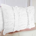 thumbnail image 1 of 2 Piece Ruched Ruffle Pattern Solid White European Pillow Shams, (European 24x24 Pillow Cover), 100% Egyptian Cotton, 800 Thread Count, European Size, 1 of 3