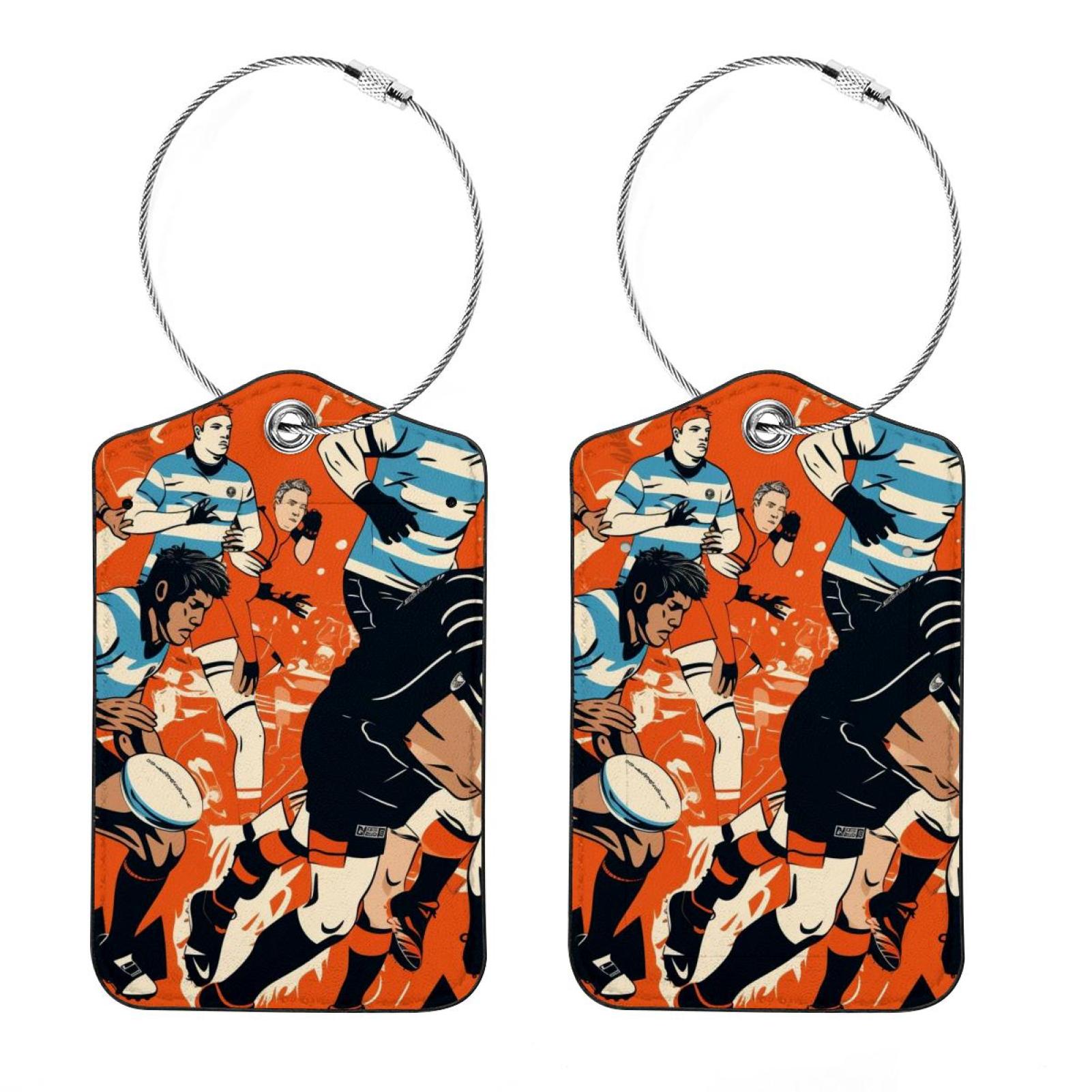 2 Piece Rugby Football Luggage Tag for Suitcase Identifiers Privacy ...