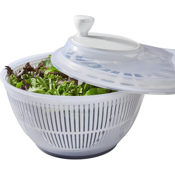 2-Piece Salad Spinner Large Capacity Lettuce Spinner Vegetable Washer | 4.75 Liter Produce Dryer | Multi-Use Colander System