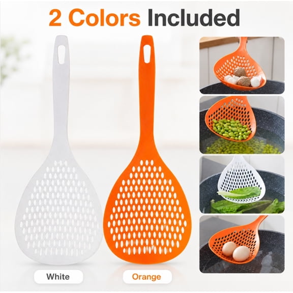 2 Piece Scoop Colander and Strainer Set, Kitchen Strainer Spoon with Handle for Food Draining and Scooping, TIKA