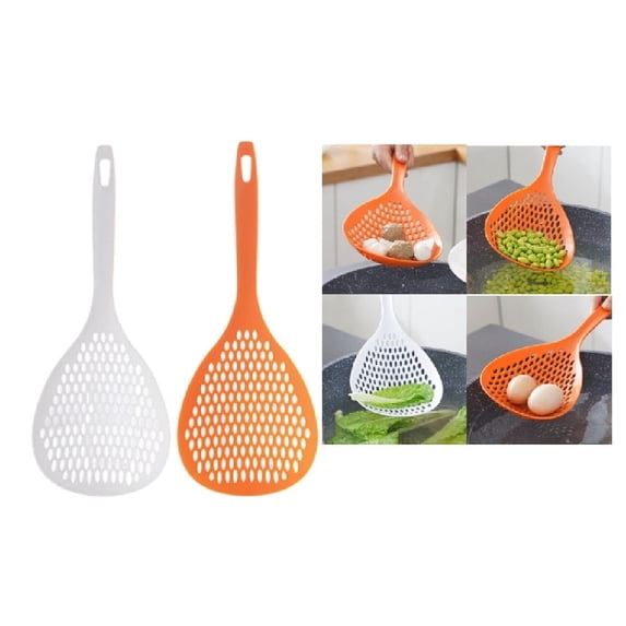 2 Piece Scoop Colander and Strainer Set, Kitchen Strainer Spoon with Handle for Food Draining and Scooping, TIKA