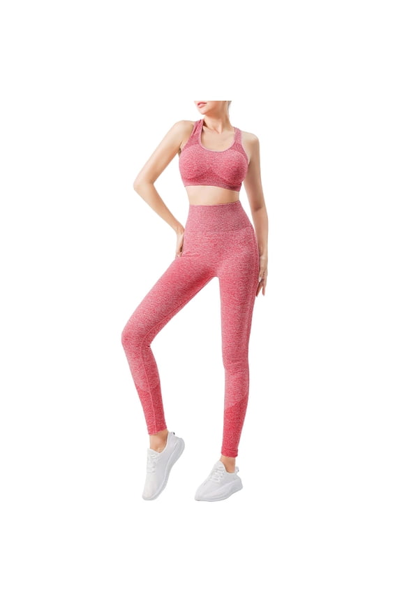 2 Piece Seamless Yoga Set High Performance Workout Outfit Gym Activewear with Sports Bra and Leggings for Women