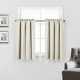thumbnail image 1 of 2 Piece Set 100% Blackout Insulated Rod Pocket Kitchen Curtain Tiers for Small Windows 36" Long, Beige, 1 of 3