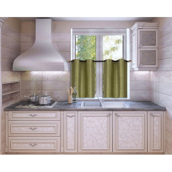 2 Piece Set Blackout Kitchen Curtain Window Lined Tier Pair Darkening Panels D24