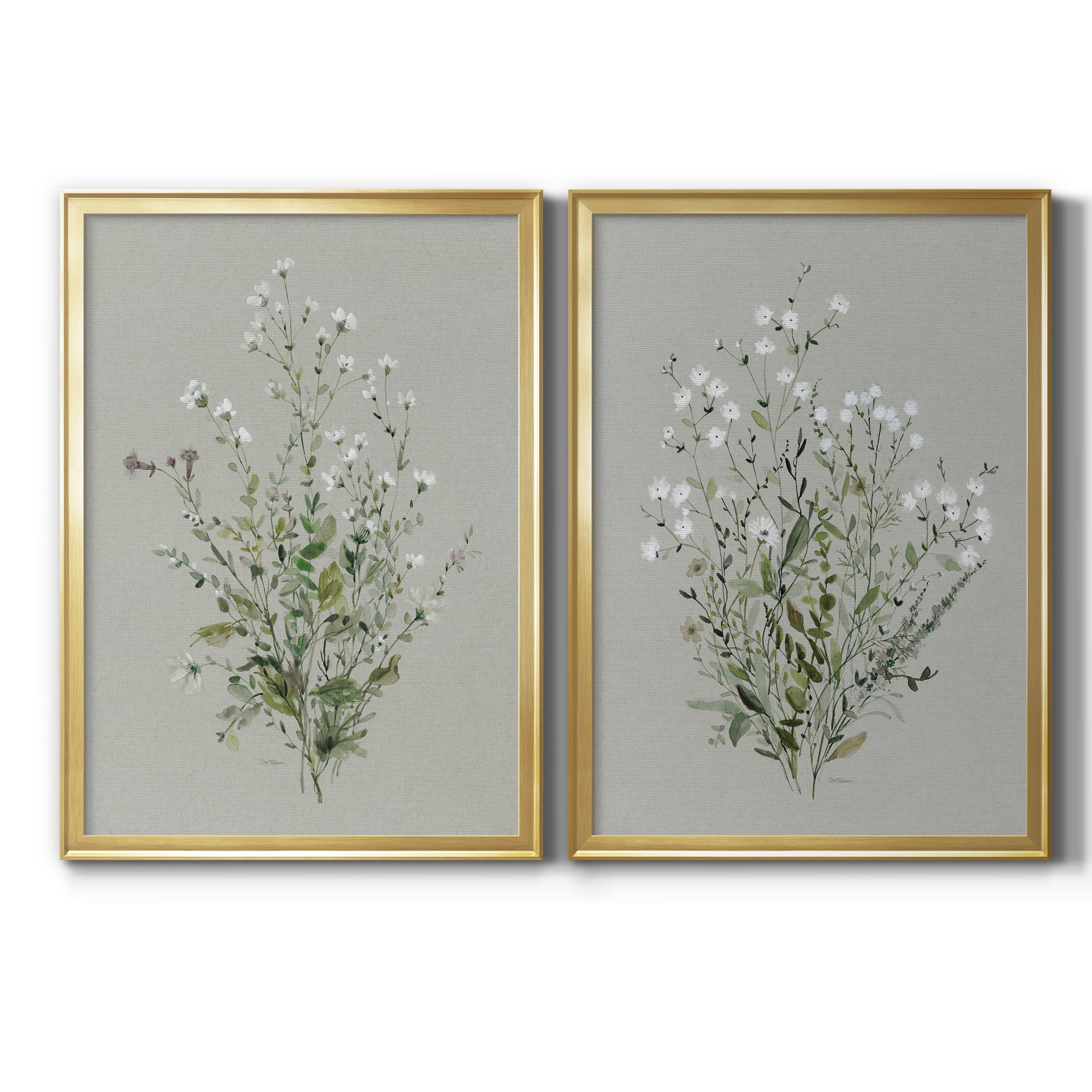 2 Piece Set Bouquet of Grace I Premium Framed Canvas - Ready to Hang - 26.5 x 36.5 Each - Gold Frame