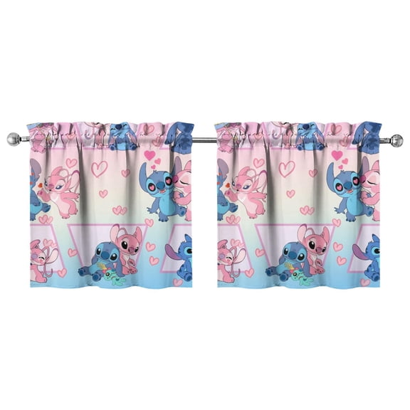 2 Piece Set Cartoon Kitchen Curtains for Cartoon Lovers,Small Short Cafe Window Curtains Cartoon Movie Rod Pocket Bathroom Tier Window Treatment Drapes 27.5x24inch