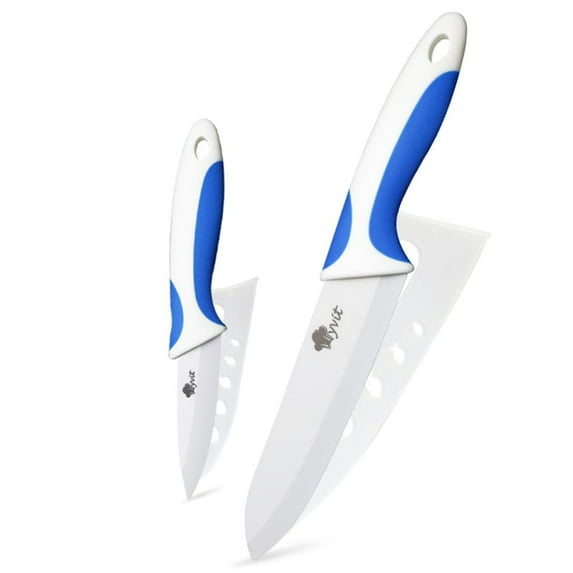 Ceramic Paring Knife Set 2-Piece Fruit Vegetable Knife with 6" Chef and 5" Utiity Knife with Blade Guard Pro Kitchen Knife Resistant Slicing Cutter
