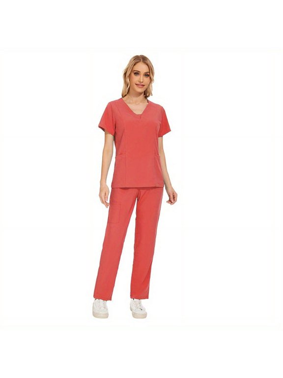 2-Piece Set Cool & Confident: Womens Quick-Dry Scrub Suits for Busy Dental Clinics!