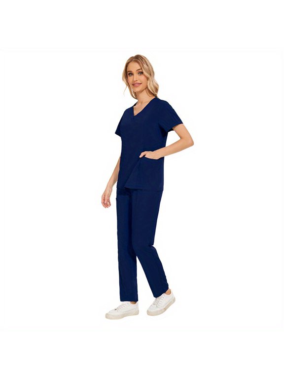 2-Piece Set Cool & Confident: Womens Quick-Dry Scrub Suits for Busy Dental Clinics!
