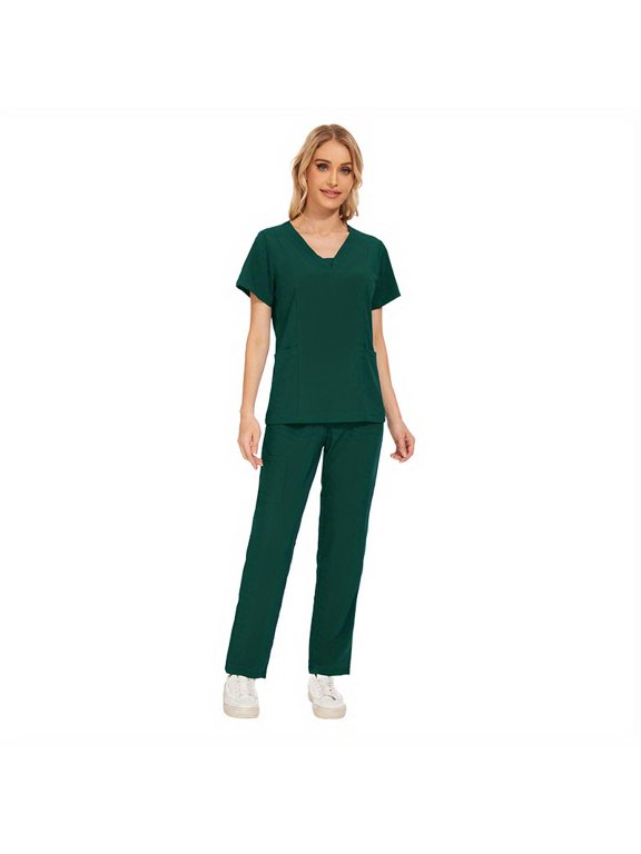 2-Piece Set Cool & Confident: Womens Quick-Dry Scrub Suits for Busy Dental Clinics!