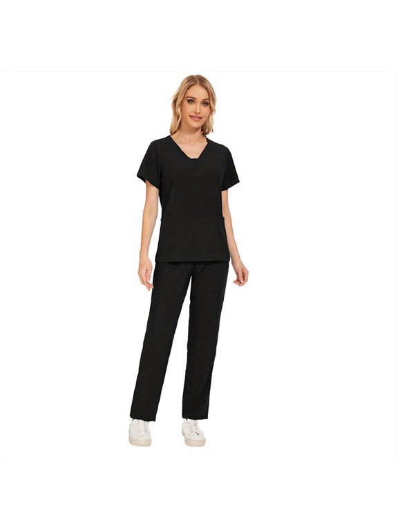 2-Piece Set Cool & Confident: Womens Quick-Dry Scrub Suits for Busy Dental Clinics!