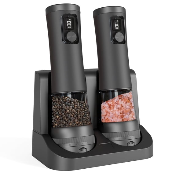 ABS 2 Piece Set Electric Pepper Grinder with Rechargeable Automatic and USB Charging Base
