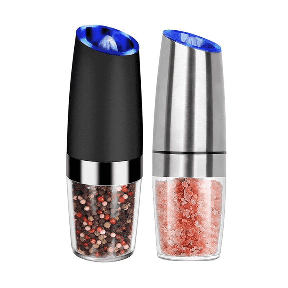2 Piece Set Electric Salt and Pepper Grinder Set ,  Adjustable Coarseness Mill Grinders Stainless Steel