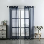 2 Piece Set Empire Home Solid Sheer Voile Window Curtain Panels w/ 6 Grommets