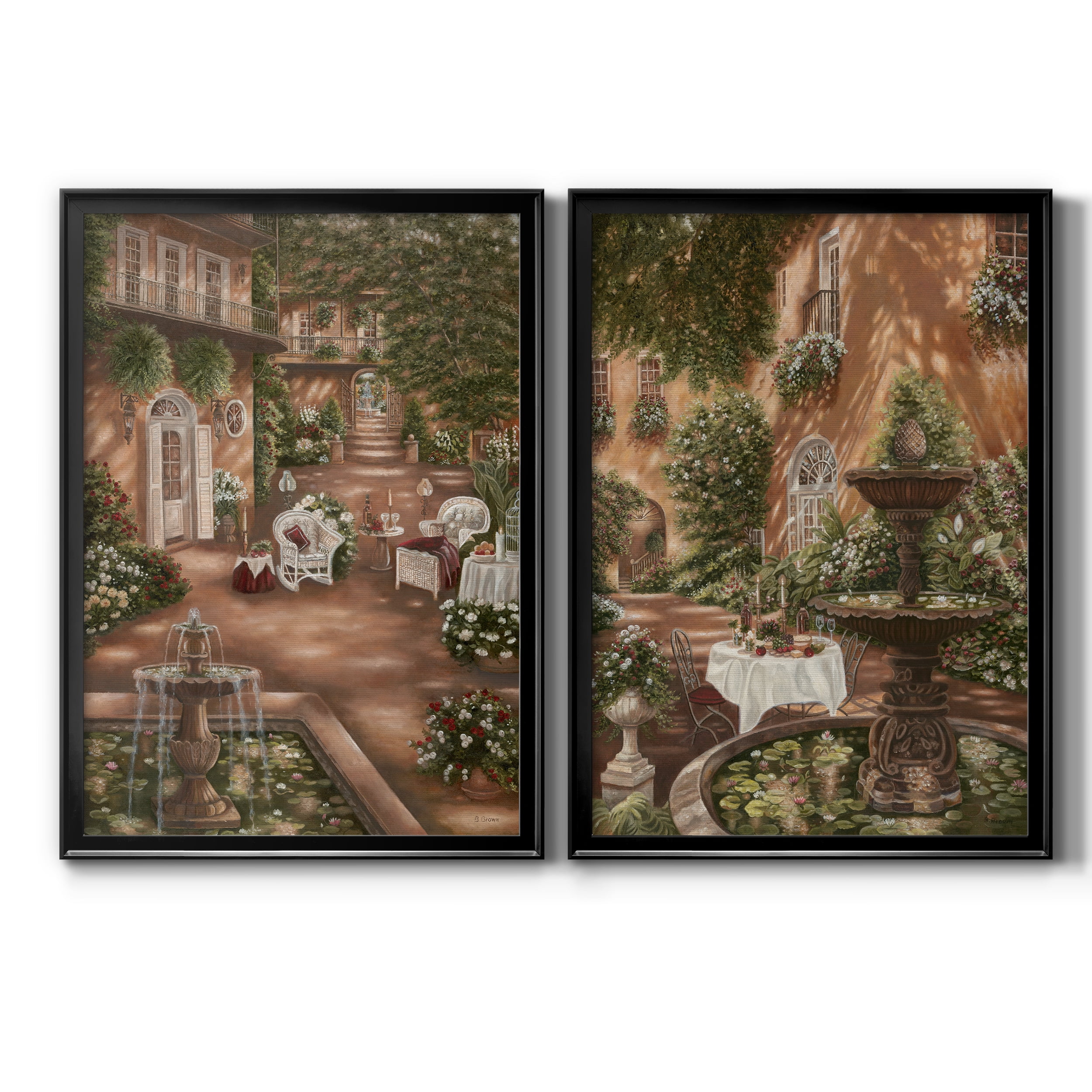 2 Piece Set Evening Cocktails I Premium Framed Canvas - Ready to Hang - 26.5 x 36.5 Each - Black Frame