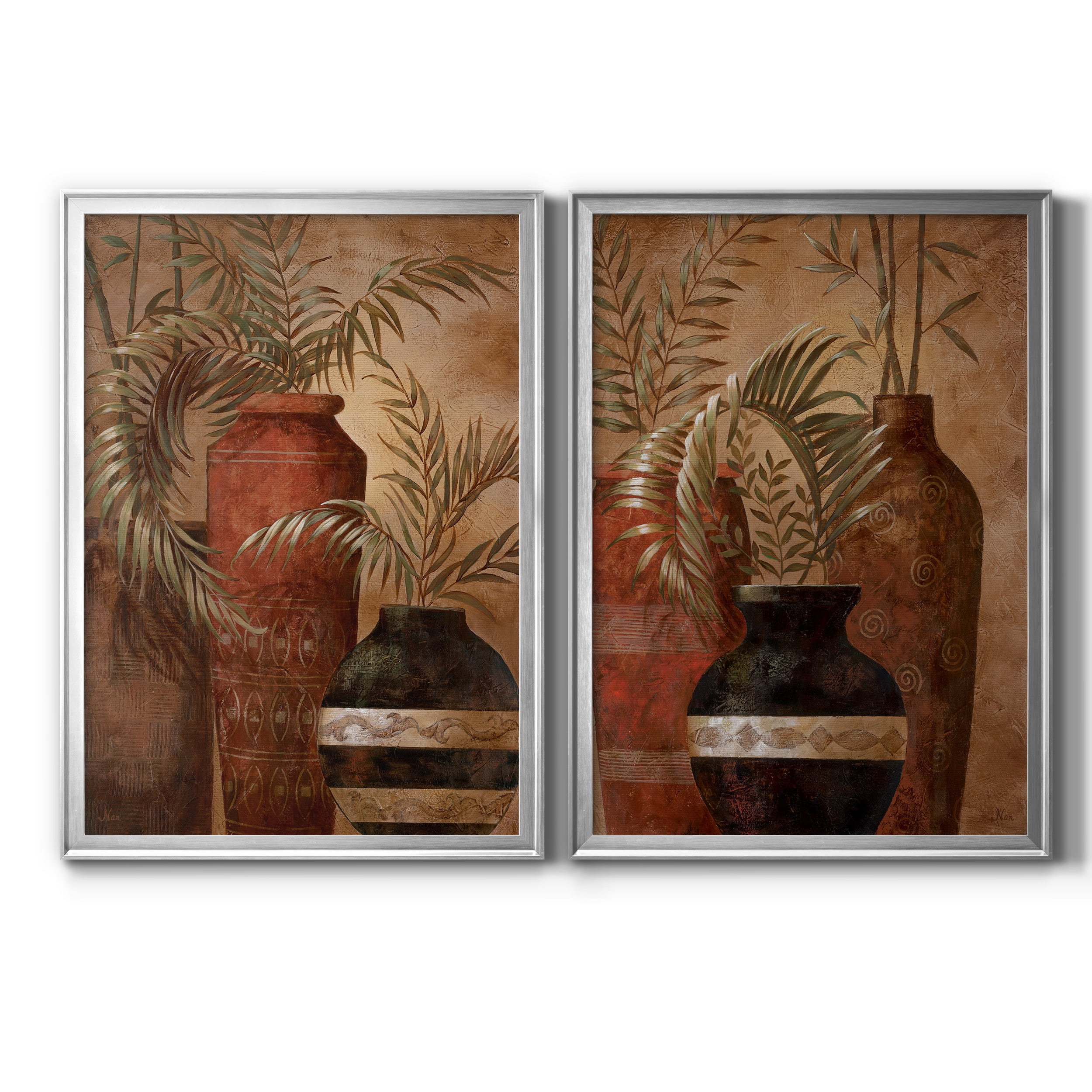 2 Piece Set Exotic Vacation I Premium Framed Canvas - Ready to Hang - 18.5 x 24.5 Each - Silver Frame