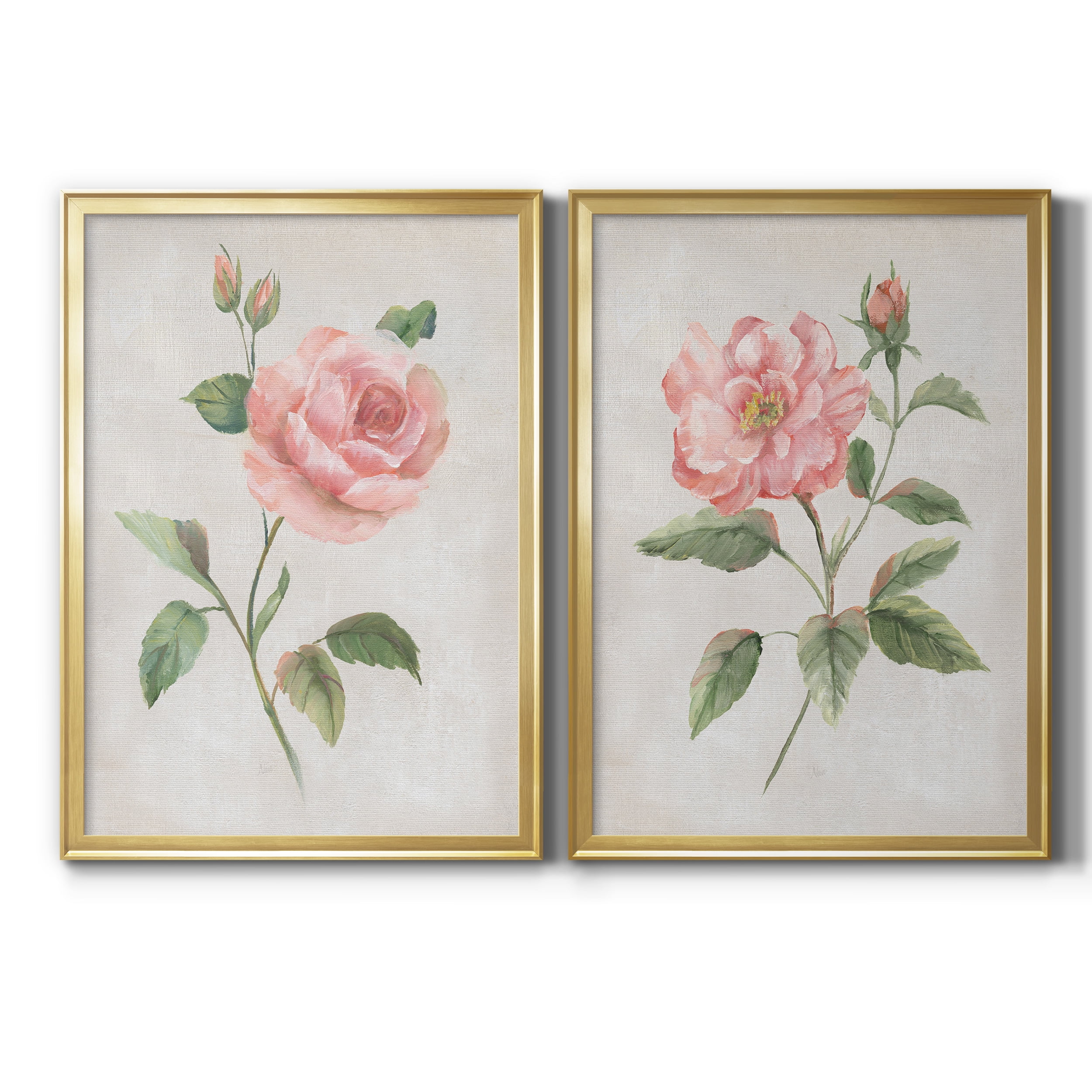 2 Piece Set Grandiflora I Premium Framed Canvas - Ready to Hang - 26.5 x 36.5 Each - Gold Frame