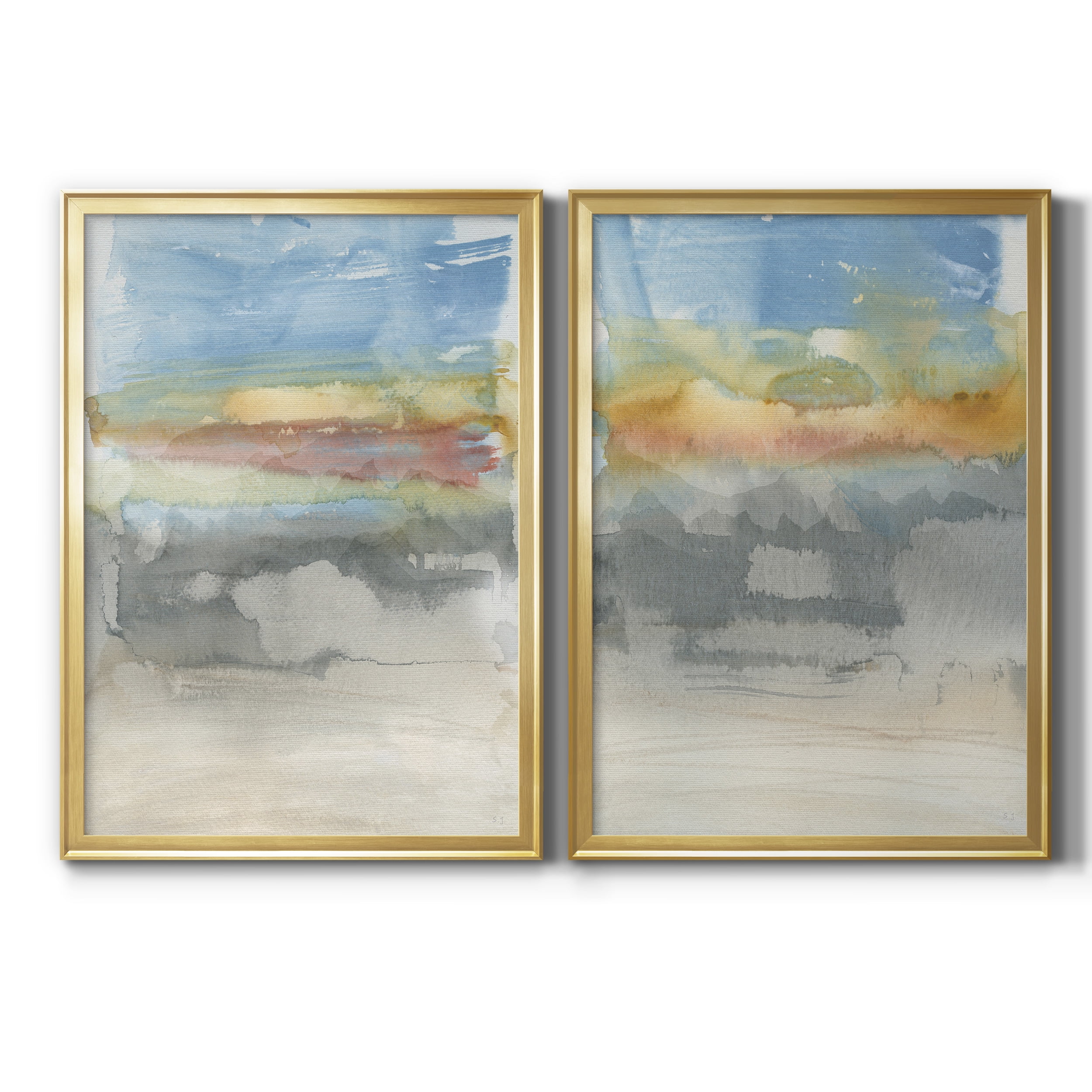 2 Piece Set High Desert Sunset I Premium Framed Canvas - Ready to Hang - 18.5 x 24.5 Each - Gold Frame
