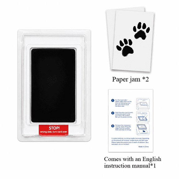 2-Piece Set: Ink-Free Pet Paw Print Set, Dog Paw Print Set, Dog Nose Print Set, Clean Touch Ink Pad and Stamp Card, Pet Paw Print Kit (for dog and cat paw print keepsakes)