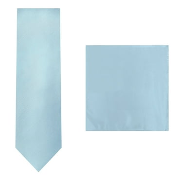 2 Piece Set: Jacob Alexander Men's Silk Blend Solid 2.5 inch Slim Width Neck Tie Pocket Square Hanky - Sky Blue