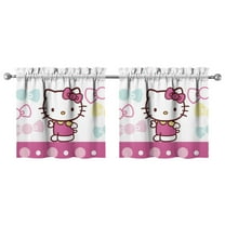 2 Piece Set Kitchen Curtains Small Short Cafe Window Curtains Hello Kawaii Cat Cute Rod Pocket Bathroom Tier Window Treatment Drapes 27.5x24inch