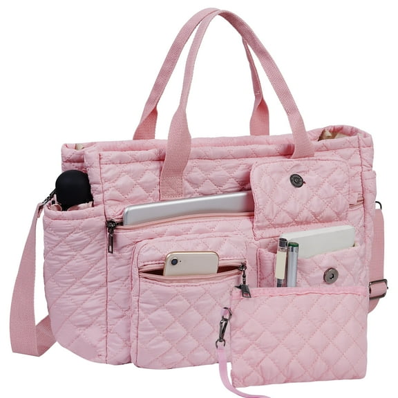 2-Piece Set of Large Quilted Nylon Tote & Shoulder Bags for Women – Featuring a Spacious, Laptop-Compatible Crossbody Tote and a Durable Hobo Messenger Bag, Ideal for Work, Travel, Gym & Daily Use