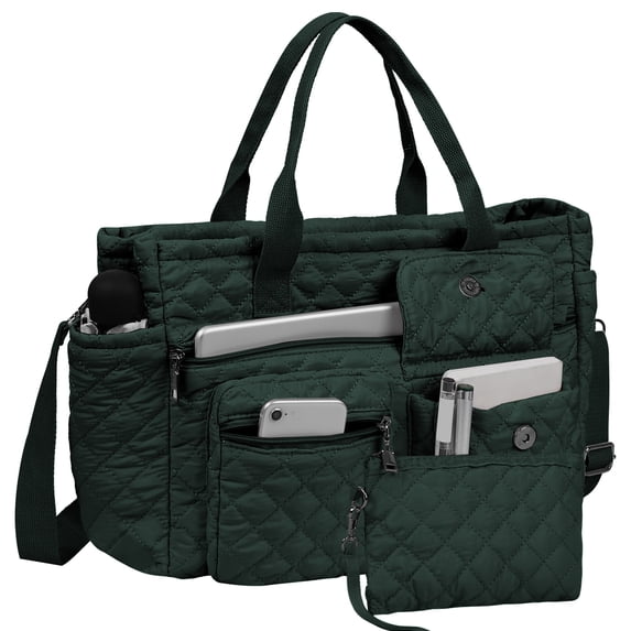 2-Piece Set of Large Quilted Nylon Tote & Shoulder Bags for Women – Featuring a Spacious, Laptop-Compatible Crossbody Tote and a Durable Hobo Messenger Bag, Ideal for Work, Travel, Gym & Daily Use