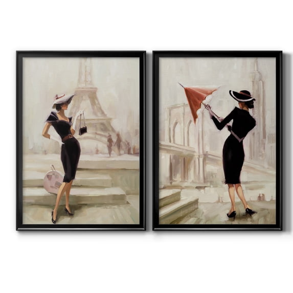 2 Piece Set Love, From Paris Premium Framed Canvas - Ready to Hang - 22.5 x 30.5 Each - Black Frame