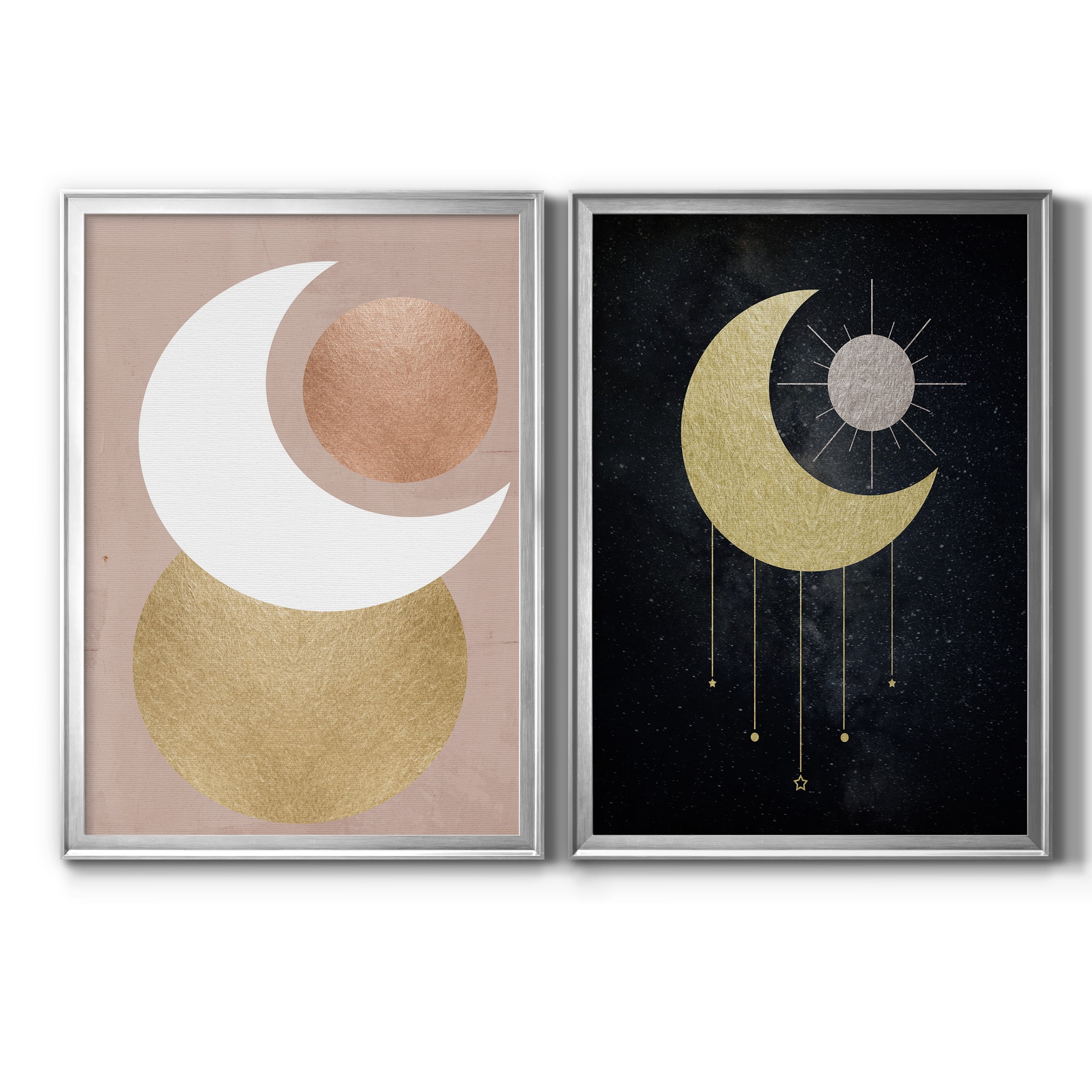 2 Piece Set Lunar Mystic Premium Framed Canvas - Ready to Hang - 18.5 x 24.5 Each - Silver Frame