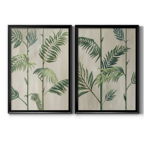 2 Piece Set Modern Fronds II Premium Framed Canvas - Ready to Hang - 18.5 x 24.5 Each - Black Frame