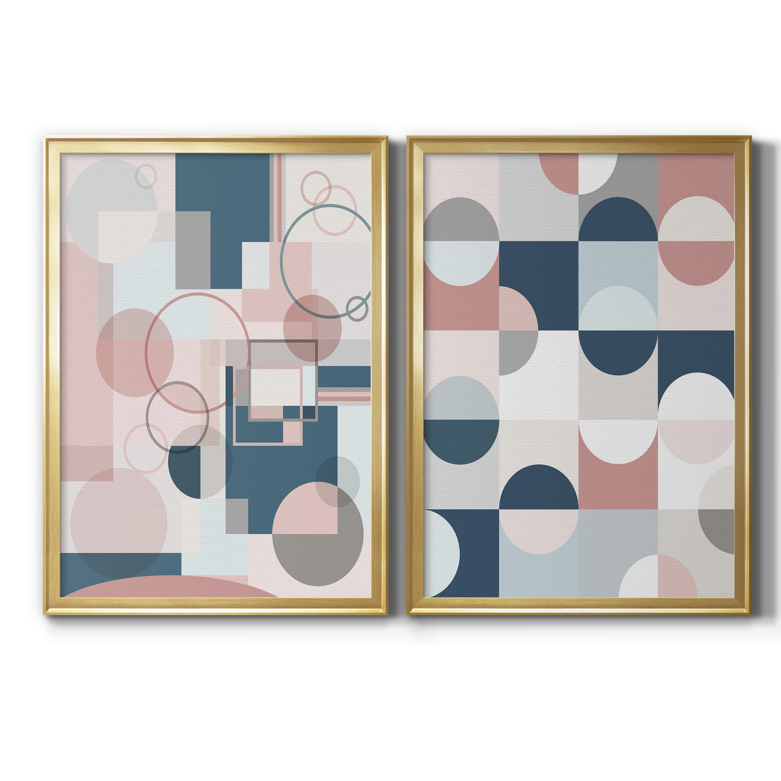 2 Piece Set Modern Geo Premium Framed Canvas - Ready to Hang - 18.5 x 24.5 Each - Gold Frame