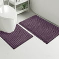 thumbnail image 1 of 2 Piece Set Plum Soft Cozy Plush Chenille Bath Mat Bathroom Rug, 1 of 4