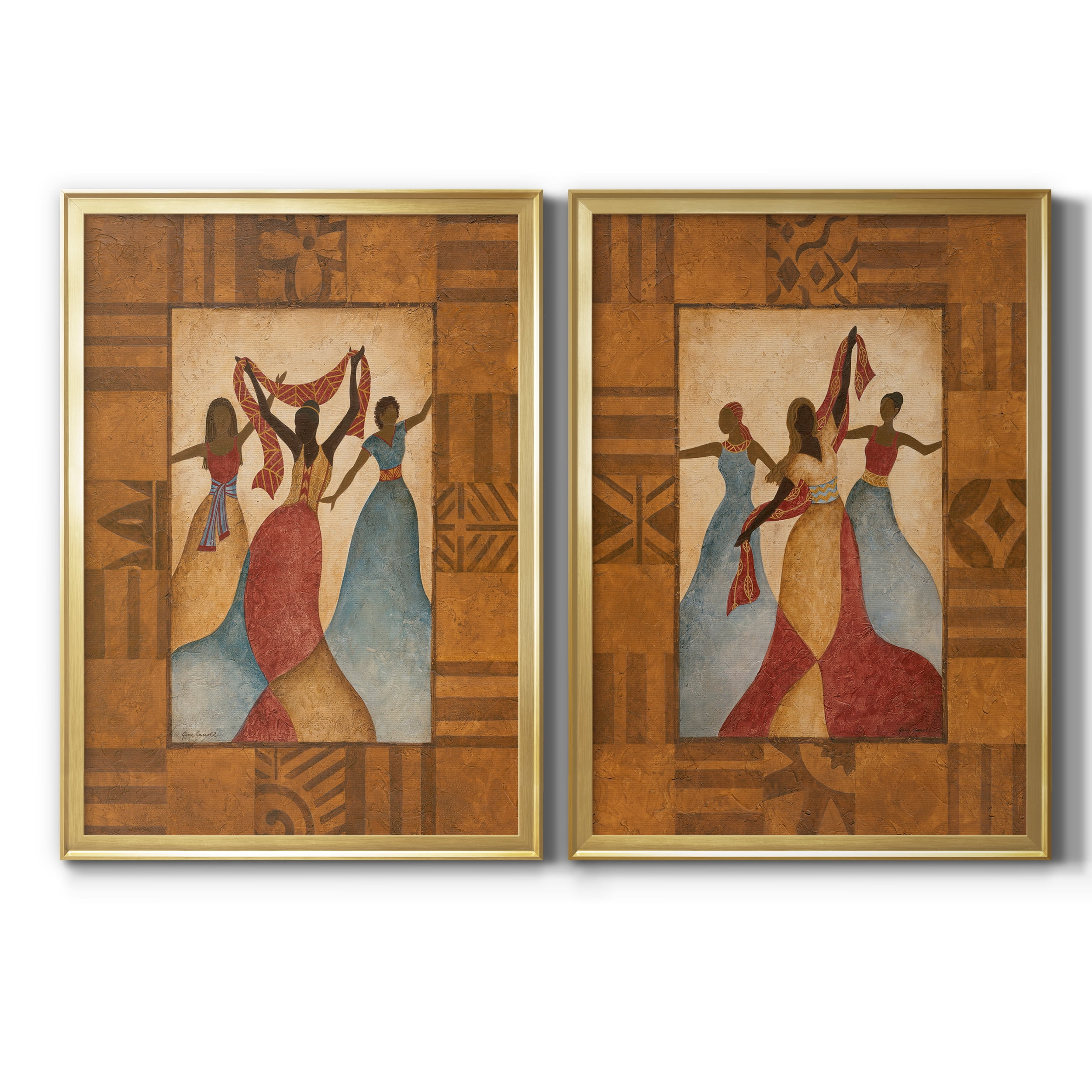 2 Piece Set Rhythm Premium Framed Canvas - Ready to Hang - 22.5 x 30.5 Each - Gold Frame
