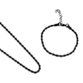 thumbnail image 1 of 2 Piece Set - Rope Chain Bracelet 8-10In and Necklace 23-25 Inches in ION Plated Black Stainless Steel, 1 of 10