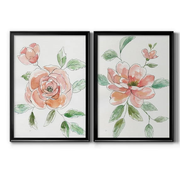 2 Piece Set Rose Contour Premium Framed Canvas - Ready to Hang - 30.5 x 42.5 Each - Black Frame