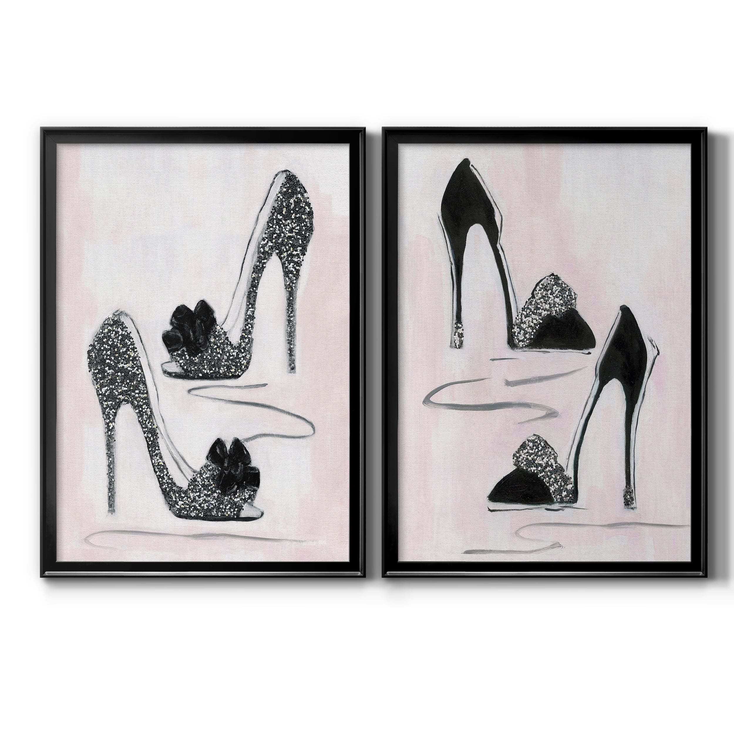 2 Piece Set Shoes That Dazzle I Premium Framed Canvas - Ready to Hang - 26.5 x 36.5 Each - Black Frame