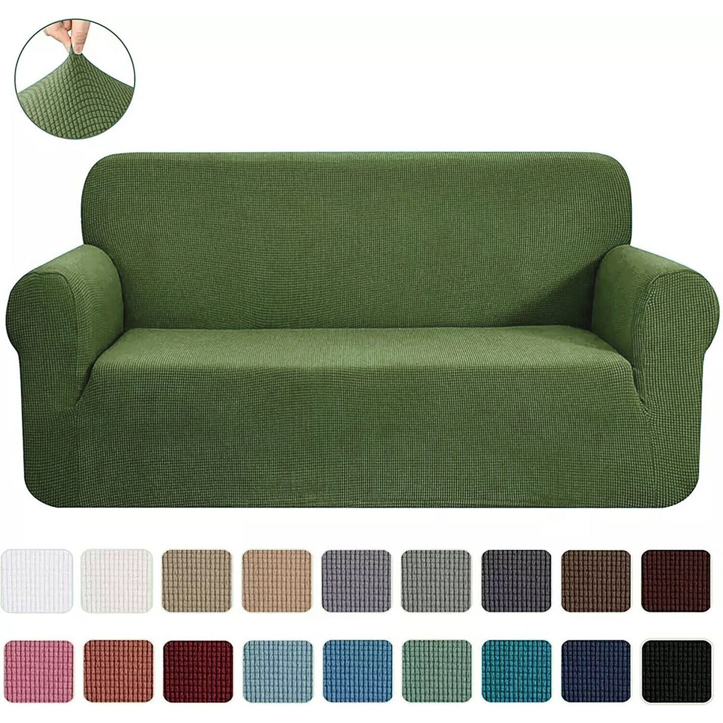 2 Piece Set Slipcover Sofa Loveseat Cover Protector 4 Way Stretch Elastic 96 x 74 Sage Walmart