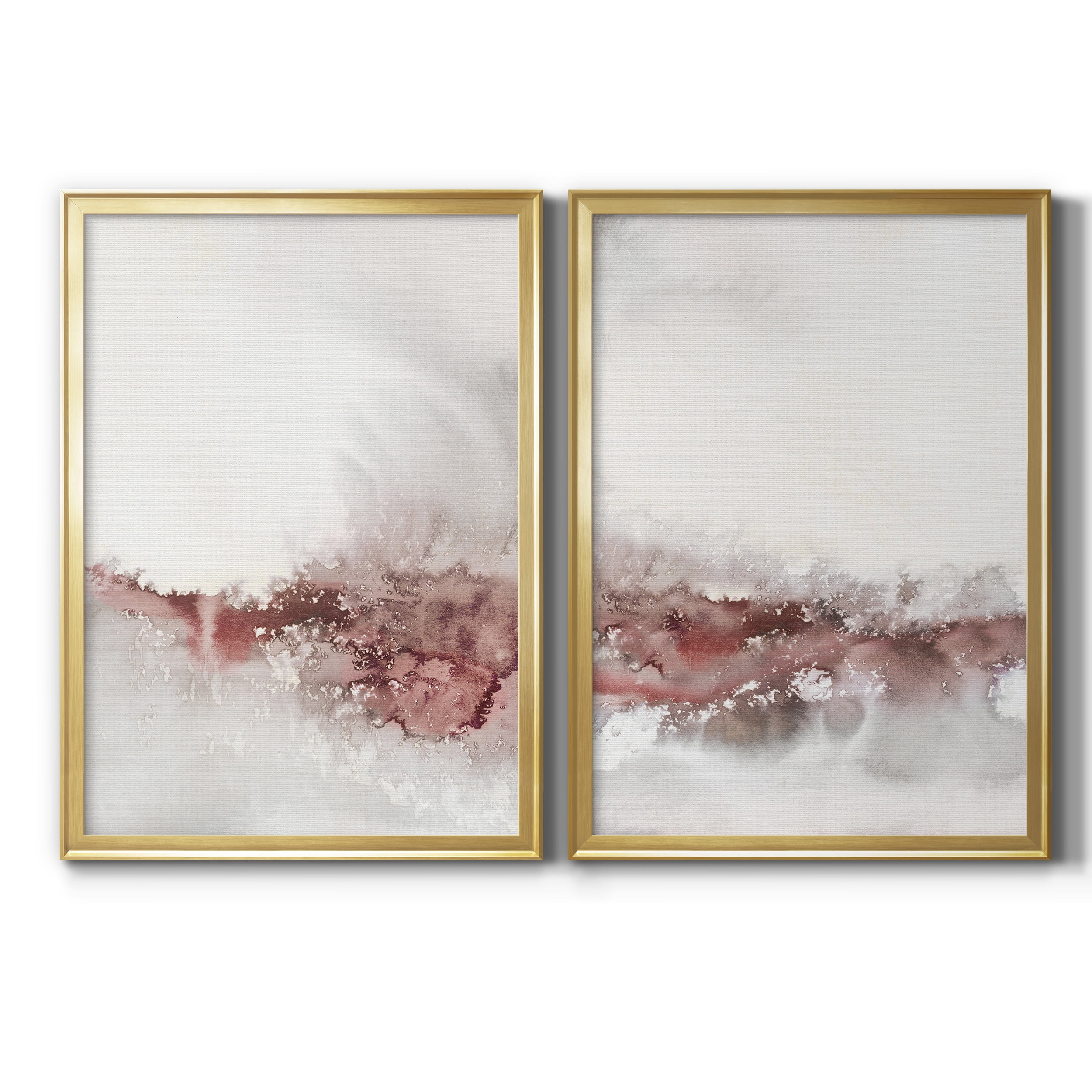 2 Piece Set Soft Waves I Premium Framed Canvas - Ready to Hang - 18.5 x 24.5 Each - Gold Frame