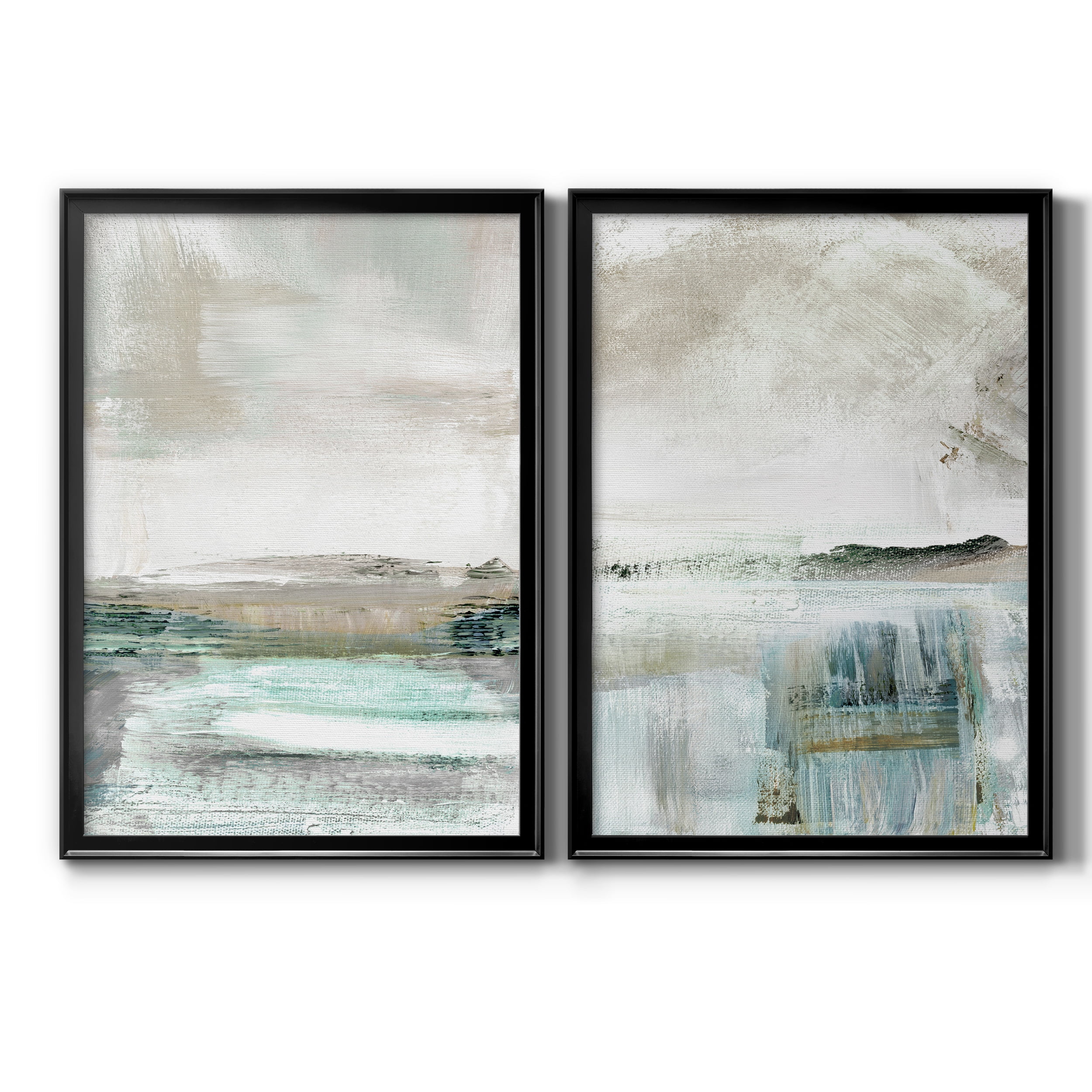 2 Piece Set Summer Teal I Premium Framed Canvas - Ready to Hang - 26.5 x 36.5 Each - Black Frame