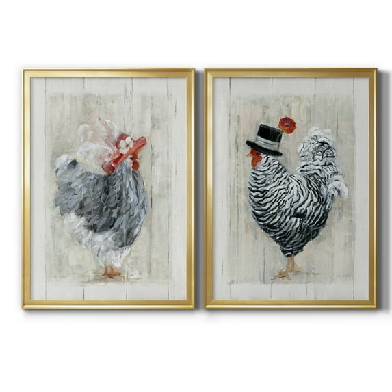2 Piece Set Sunday Best Hen Premium Framed Canvas - Ready to Hang - 30.5 x 42.5 Each - Silver Frame