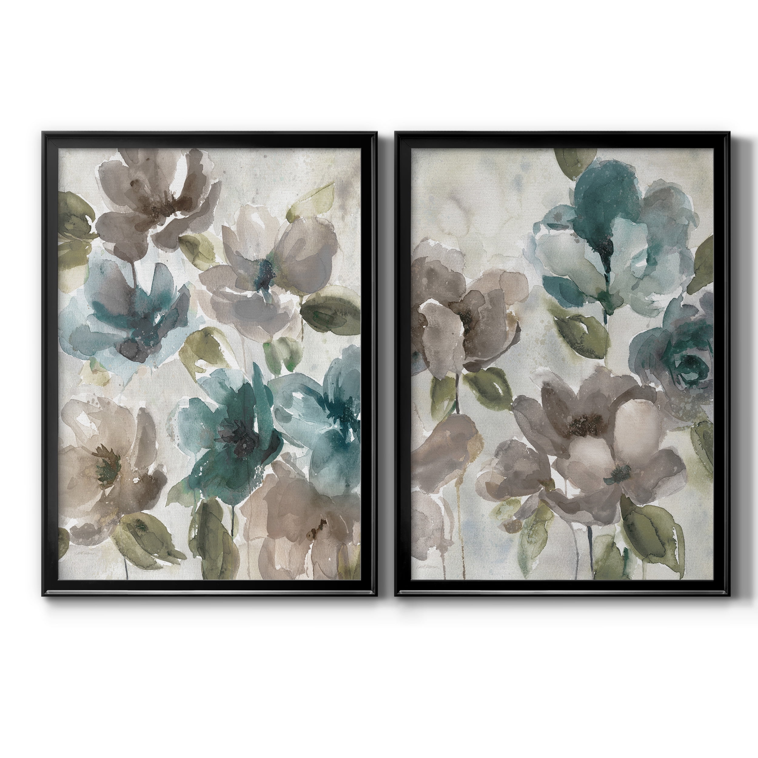 2 Piece Set Topaz Garden I Premium Framed Canvas - Ready to Hang - 26.5 x 36.5 Each - Black Frame