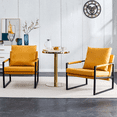 thumbnail image 1 of 2-Piece Set of Waterproof PU Accent Arm Chair with Metal Frame and High Back, Modern Leisure Office Chair with 3.94" Soft Seat Cushion, Upholstered Armchair for Livingroom Reading Room Bedroom, Orange, 1 of 9