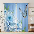 2Piece Set White Butterfly Horse Flower Print Curtains Rod Pocket