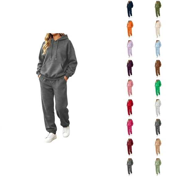 2 Piece Set for Women Fall Outfits Sweatsuits | Oversized Hoodie Jogger Sweatpants Matching Set, Comfy Lounge Wear, Casual Airport Travel Clothing